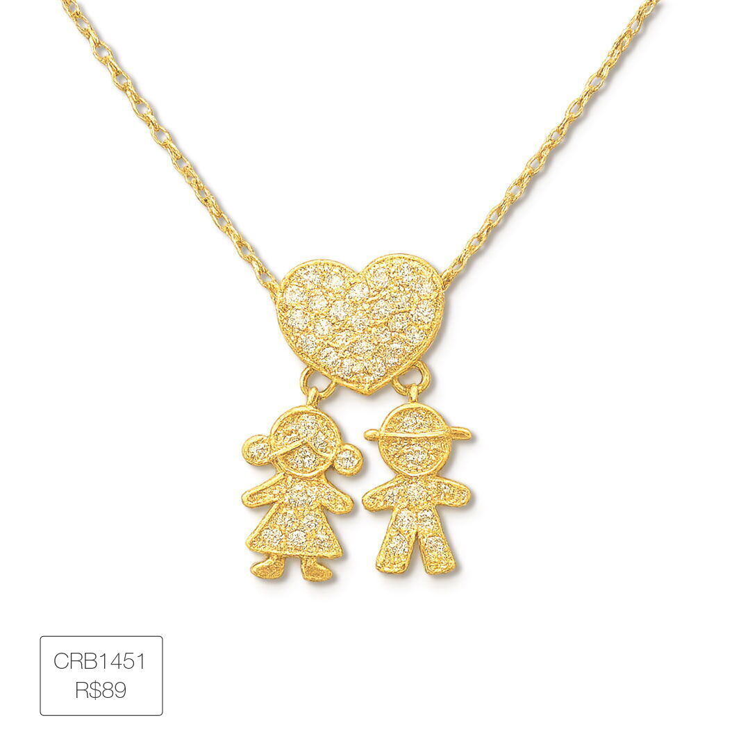 Colar de Filhos 2025 Cravejado Cristal Dourado